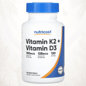 8 Nutricost® D3 + K2 (MK-7) 5,000 UI | Non-GMO | Sin Gluten 120 cápsulas