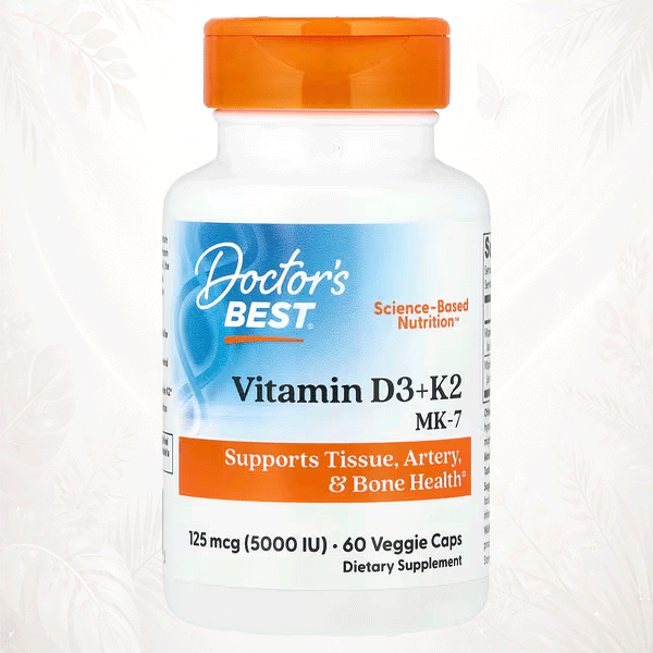 Doctor’s Best | Vitamina D3 + K2 MK-7 | Soporte Integral para Huesos, Arterias y Tejidos 60 cápsulas