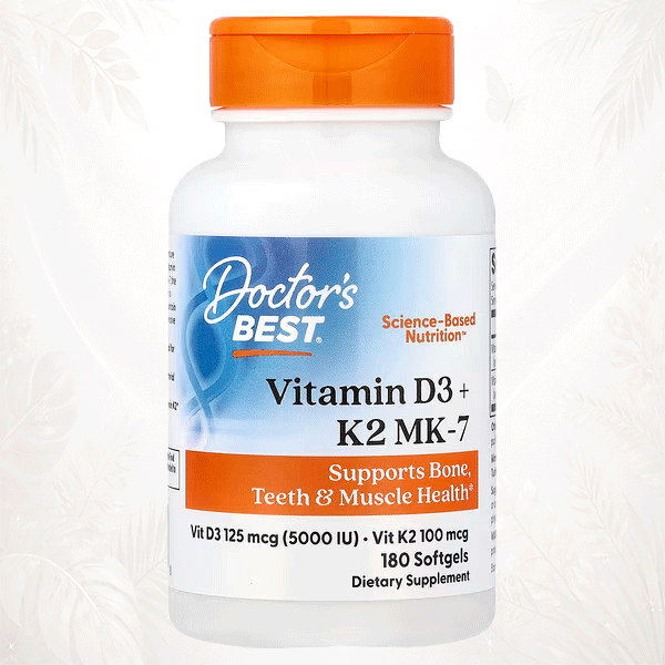 9 Doctor’s Best | Vitamina D3 + K2 MK-7 | Soporte para Huesos, Dientes y Músculos 180 cápsulas