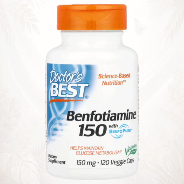 101 Doctor’s Best Benfotiamina 150 BenfoPure™ – Vitamina B1 de Alta Absorción para Metabolismo, Nervios y Protección Celular 120 cápsulas