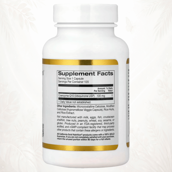 127 California Gold Nutrition | CoQ10 (Ubiquinona) Verificada por la Farmacopea de EE. UU. (USP) 100 mg, 120 cápsulas
