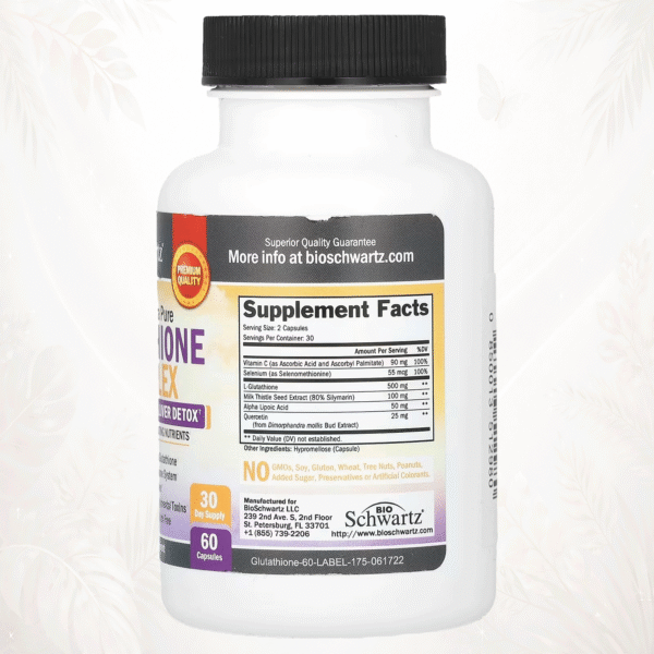 ioSchwartz | Complejo de Glutatión Prémium Ultrapuro | Detox Hepático Avanzado + Defensa Antioxidante Total 60 cápsulas