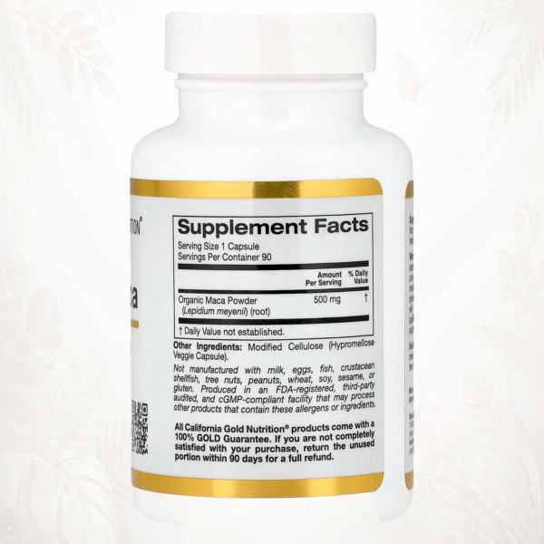 California Gold Nutrition | Maca Peruana Orgánica 500 mg | Soporte para Energía, Vitalidad y Bienestar General