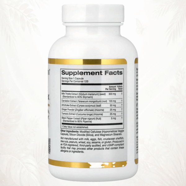 California Gold Nutrition | Complejo de Silimarina con Curcumin C3 Complex® y BioPerine® | Soporte Integral para la Salud Hepática 120 cápsulas