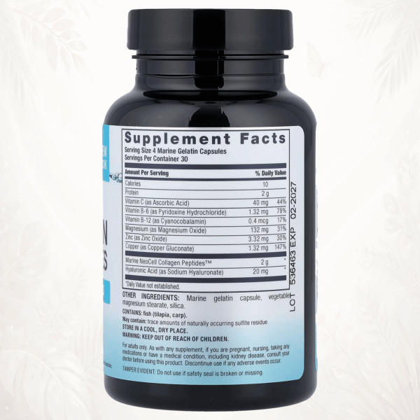 NeoCell® Marine Collagen Beauty | Colágeno Marino Premium con Ácido Hialurónico para Piel Luminosa y Firme 120 cápsulas