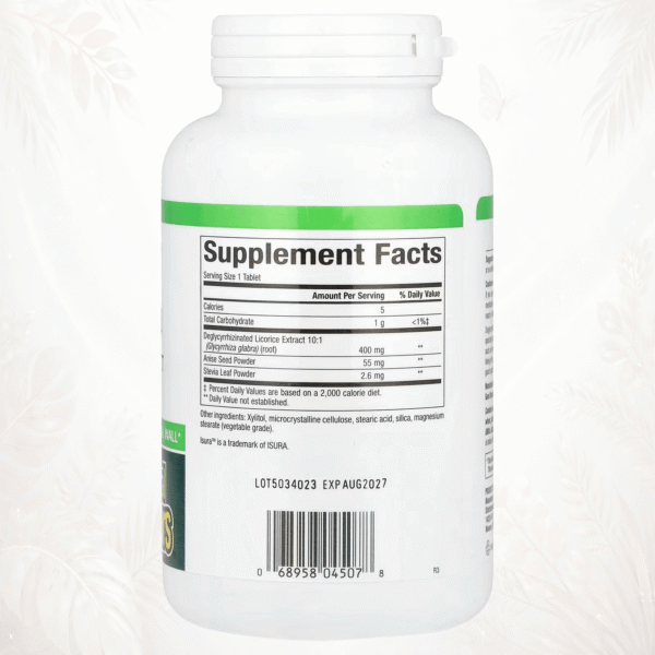 DGL Regaliz Desglicirrizado 10:1 Masticable | Protección Gástrica Avanzada & Revestimiento Digestivo Natural | Natural Factors®