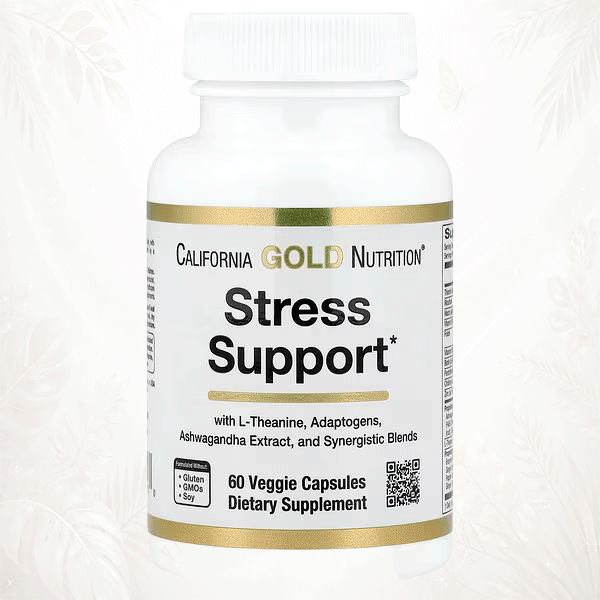 29 California Gold Nutrition | Stress Support con L-Teanina y Adaptógenos | Bienestar Mental y Equilibrio 60 cápsulas Diario