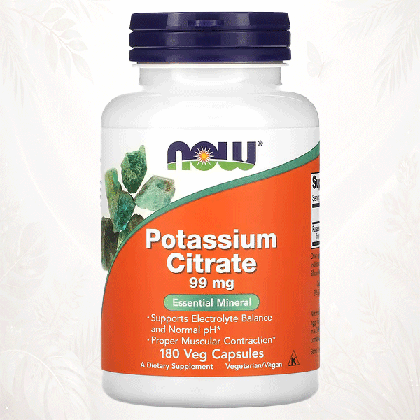 NOW Foods | Citrato de Potasio 99 mg | Soporte para el Equilibrio de Electrolitos y la Función Muscular 180 cápsulas