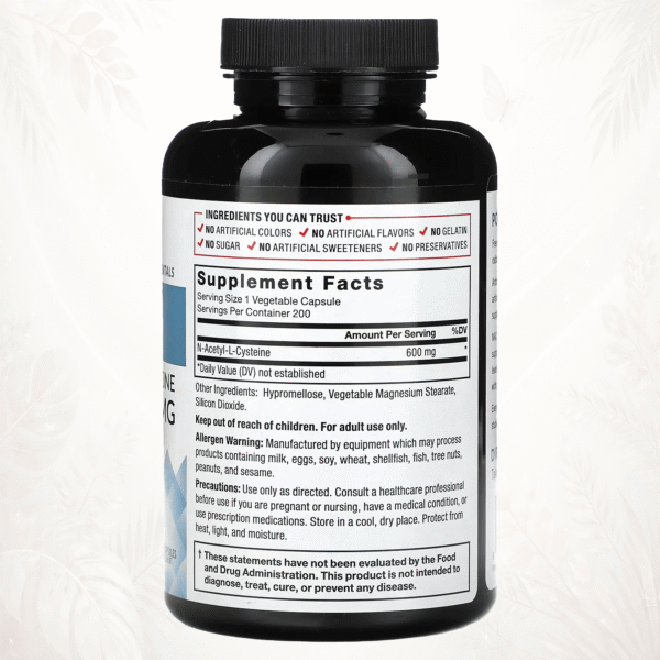 37 Force Factor Fundamentals | NAC (N-Acetil-L-Cisteína) 600 mg | Soporte Antioxidante y Salud Celular 200 cápsulas