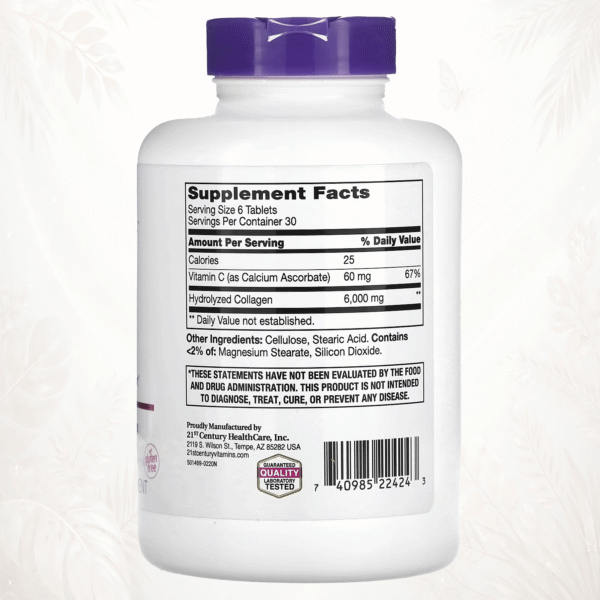 21st Century® Supercolágeno Renewal | 6000 mg de Colágeno + Vitamina C para Belleza y Soporte Integral 180 comprimidos
