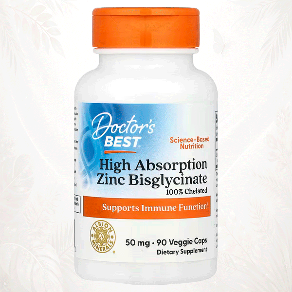 Doctor’s Best | Zinc Bisglicinato de Alta Absorción 50 mg | Soporte para la Función Inmunitaria