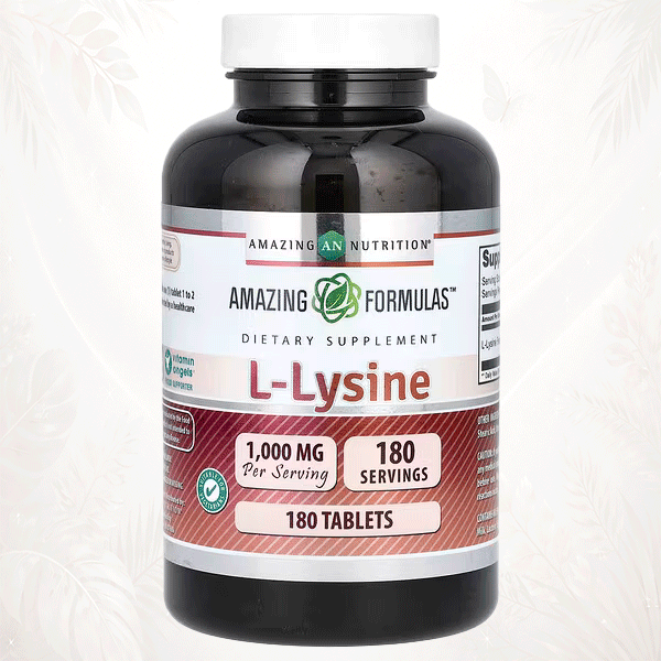 48 Amazing Nutrition | L-Lisina 1000 mg (HCl) | Soporte para la Función Celular y el Bienestar General 180 comprimidos