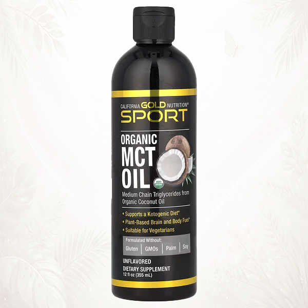 California Gold Nutrition SPORT | Aceite de MCT Orgánico de Coco sin Sabor | Energía Cetogénica para Cerebro y Cuerpo 355 ml