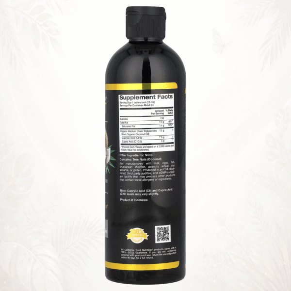 California Gold Nutrition SPORT | Aceite de MCT Orgánico de Coco sin Sabor | Energía Cetogénica para Cerebro y Cuerpo 355 ml