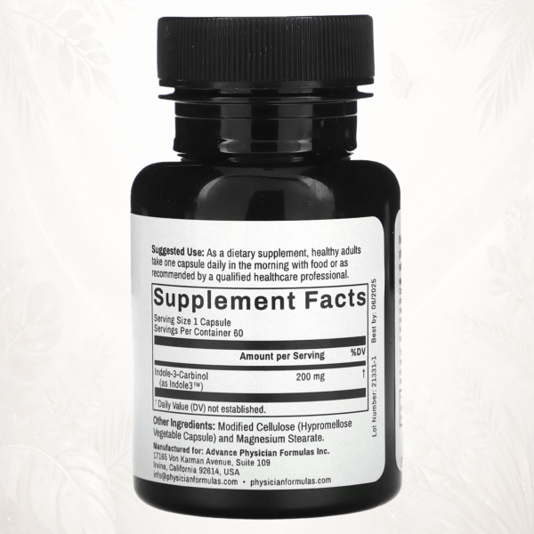 Advance Physician Formulas Indol-3-Carbinol 200 mg | Soporte Celular y Metabólico | Fórmula Vegetal Concentrada 60 cápsulas