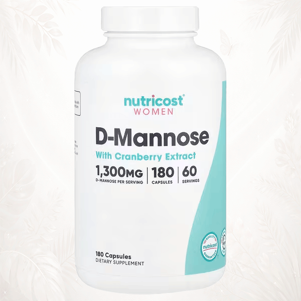 D-Manosa 1300 mg + Arándano Rojo Concentrado 50:1 | Limpieza Urinaria Femenina & Protección Natural Avanzada | Nutricost®