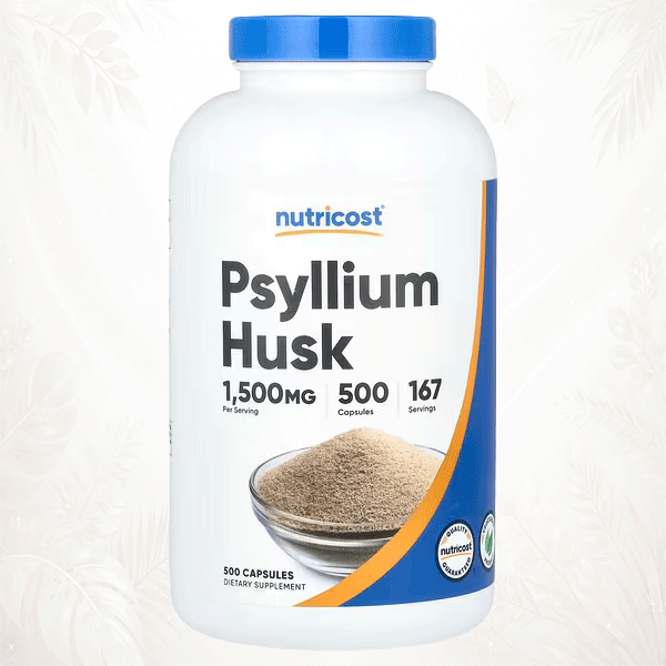 Nutricost | Cáscara de Psilio | Soporte de Fibra para la Salud Digestiva y el Tránsito Intestinal 500 cápsulas