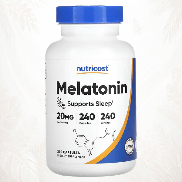 Nutricost® Melatonina Ultra Potente 20 mg | Regulador Avanzado del Sueño Profundo y Ritmo Circadiano 240 cápsulas
