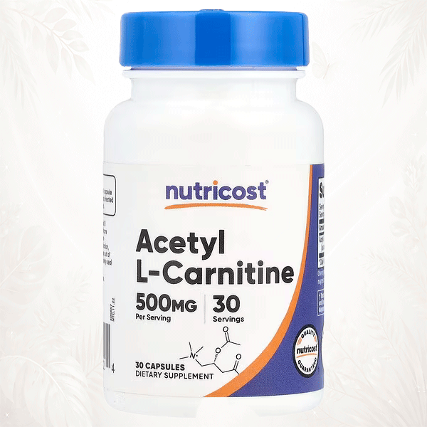 8 Nutricost | Acetil-L-Carnitina (ALCAR) 500 mg | Energía Celular y Soporte Cognitivo