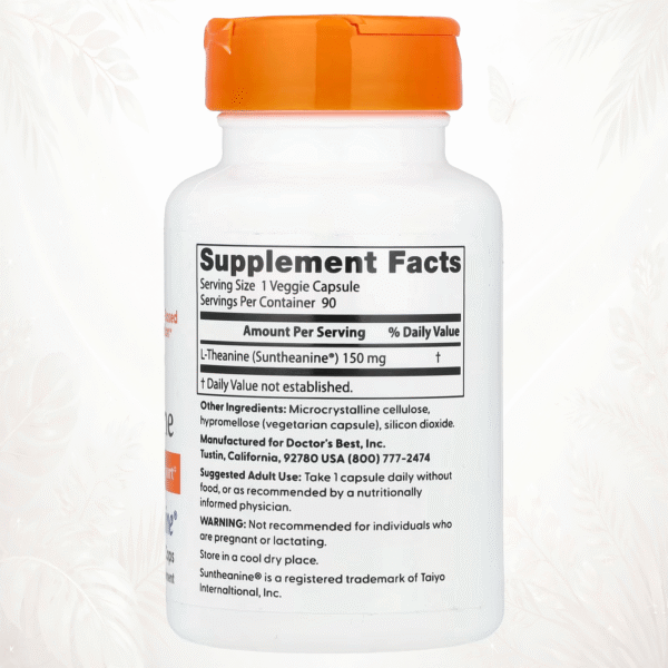 82 Doctor’s Best | L-Teanina 150 mg con Suntheanine® | Relajación Mental y Enfoque Equilibrado 90 cápsulas