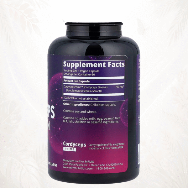 MRM Nutrition® | Cordyceps CS-4 Prime™ 750 mg | Energía Metabólica, Resistencia & Soporte Inmunitario Premium 60 cápsulas