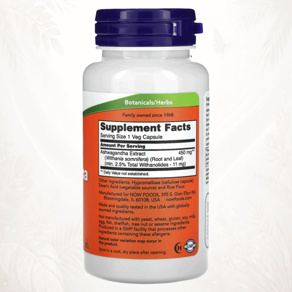 88 NOW Foods | Ashwagandha Estandarizada 450 mg | Adaptógeno Ayurvédico para el Equilibrio del Organismo