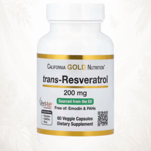 98 California Gold Nutrition Trans-Resveratrol 200 mg | Veri-te™ de Origen Italiano | Antioxidante Celular Avanzado 60 cápsulas