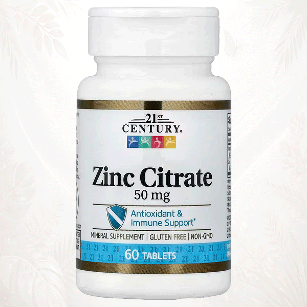 21st Century® Citrato de Zinc 50 mg – 60 Comprimidos