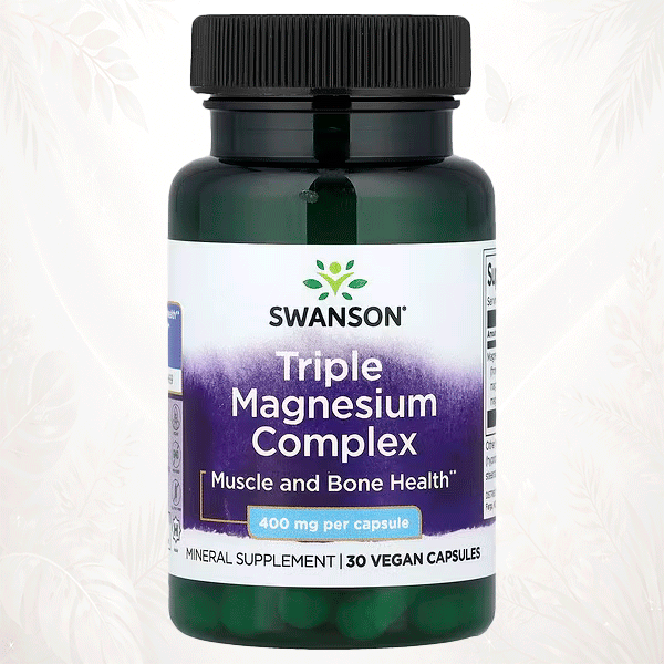 Swanson® Complejo de Triple Magnesio 400 mg – 30 Cápsulas Veganas