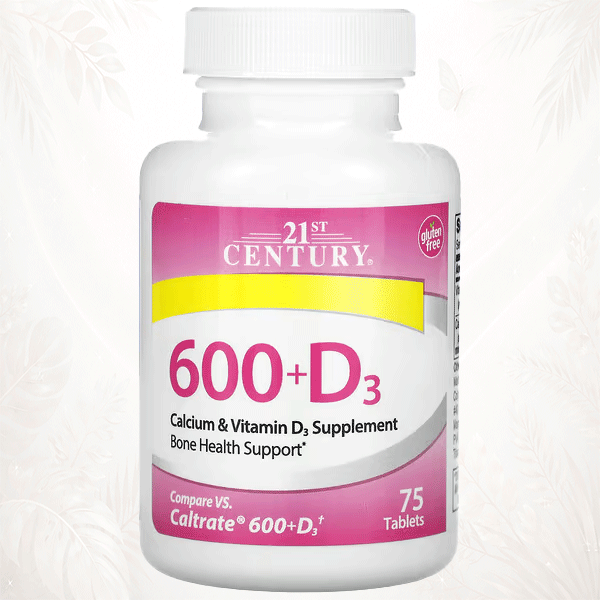 21st Century® 600 + D3 | Suplemento de Calcio y Vitamina D3 – 75 Comprimidos