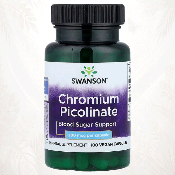 Swanson® Picolinato de Cromo 200 mcg | Apoyo al Metabolismo de la Glucosa – 100 Cápsulas Veganas