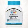 21st Century® Calcio, Magnesio y Zinc + Vitamina D3 | Salud Ósea y Muscular – 90 Comprimidos