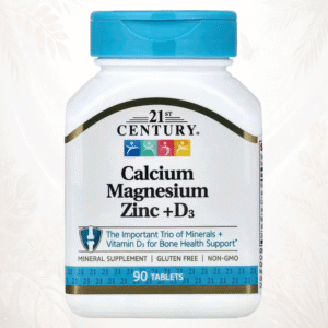 21st Century® Calcio, Magnesio y Zinc + Vitamina D3 | Salud Ósea y Muscular – 90 Comprimidos