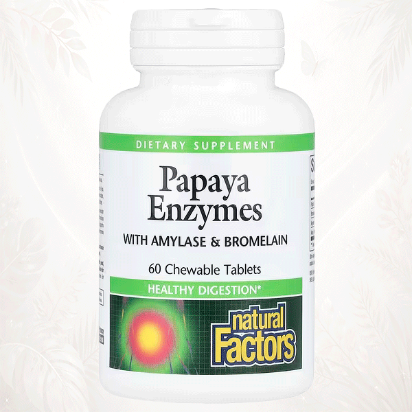 Natural Factors® Enzimas de Papaya | Apoyo Digestivo Diario – 60 Comprimidos Masticables
