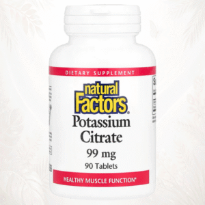 1 Natural Factors® Citrato de Potasio 99 mg | Función Muscular y Nerviosa – 90 Comprimidos