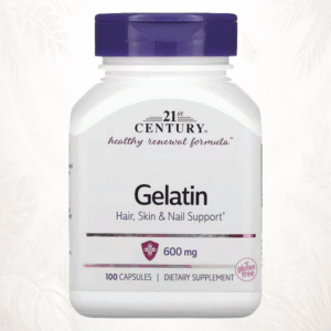 21st Century® Gelatina 600 mg | Soporte para Cabello, Piel y Uñas – 100 Cápsulas