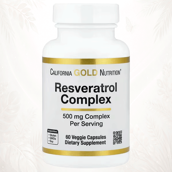 California Gold Nutrition® Resveratrol Antioxidante para Salud Cardiovascular – 60 Cápsulas Vegetales
