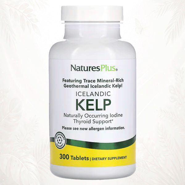 1 NaturesPlus® Kelp Islandés para la Salud de la Tiroides con Yodo Natural – 300 Comprimidos