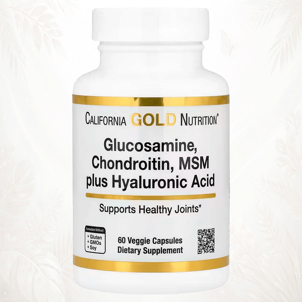 California Gold Nutrition® Glucosamina, Condroitina y MSM para Salud Articular con Ácido Hialurónico – 60 Cápsulas Vegetales