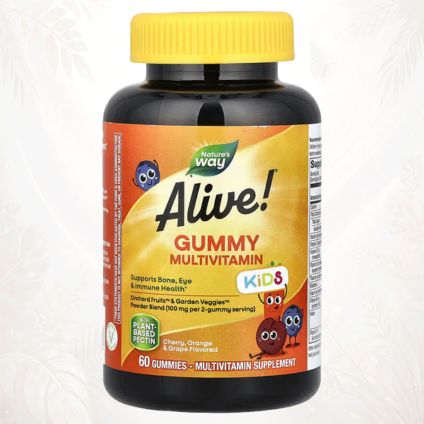 Nature’s Way® Alive! para Niños – Crecimiento, Defensas y Huesos Fuertes – 60 Gomitas