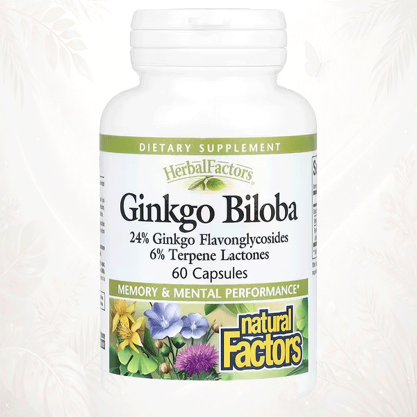 Natural Factors® Ginkgo biloba – Memoria y Rendimiento Mental | 60 Cápsulas
