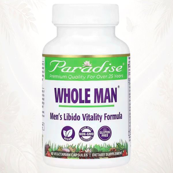 1 Paradise Herbs® Whole Man | Fórmula Botánica de Vitalidad Masculina – 60 Cápsulas Vegetales