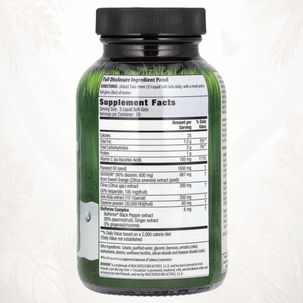Irwin Naturals® Love My Legs | Fórmula Avanzada para Venas y Circulación – 60 Cápsulas Blandas Líquidas