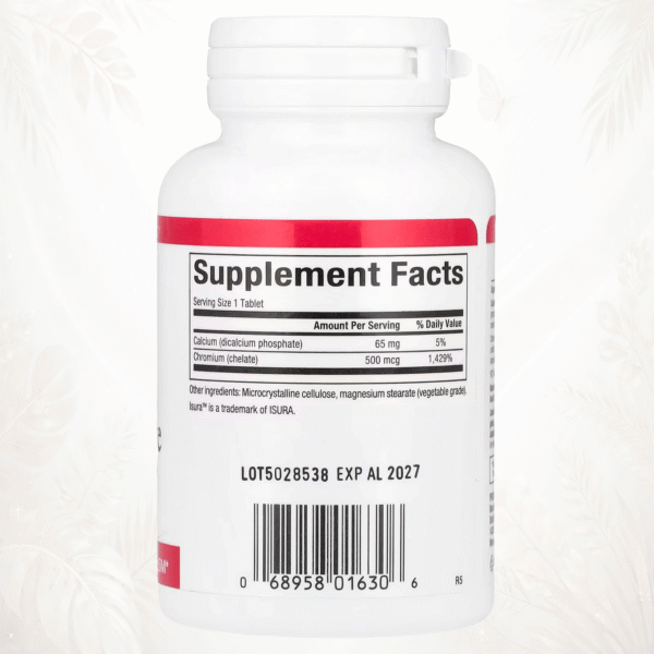 Natural Factors® Quelato de Cromo FTG 500 mcg | Apoyo al Metabolismo de la Glucosa – 90 Comprimidos