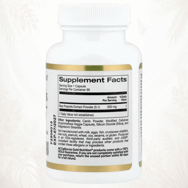 California Gold Nutrition® Propóleo de Abeja 5:1 | Antioxidantes y Bienestar General – 90 Cápsulas