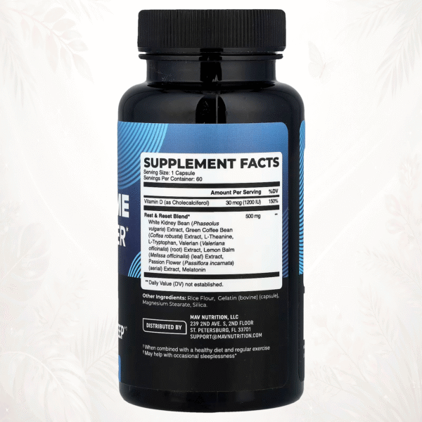 MAV Nutrition® Suplemento para Quemar Grasas por la Noche | Fórmula Nocturna de Metabolismo y Descanso – 60 Cápsulas