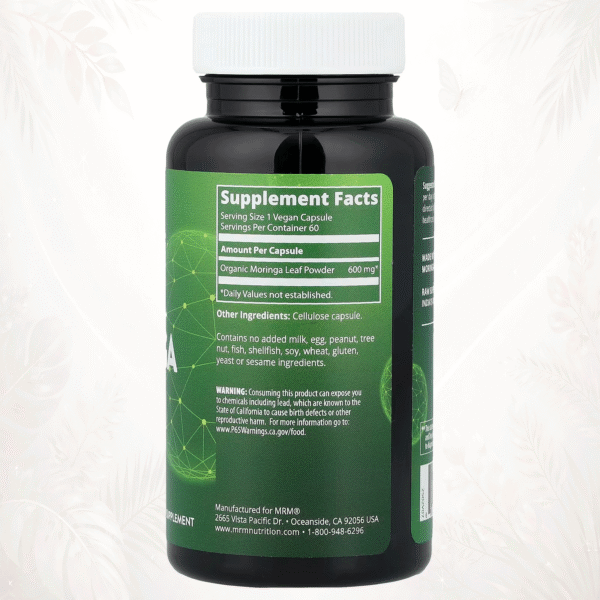 2 MRM Nutrition Moringa Orgánica – Superalimento Verde (60 cápsulas veganas)