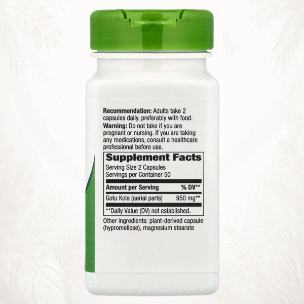 Nature’s Way® Gotu Kola para Vitalidad y Longevidad – 100 Cápsulas Veganas