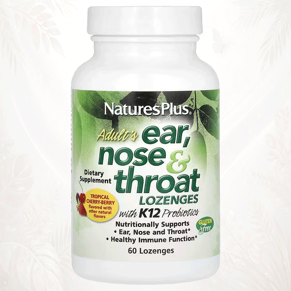🦻👃🗣️ NaturesPlus® Pastillas para Oídos, Nariz y Garganta con Probióticos K12 60 pastillas